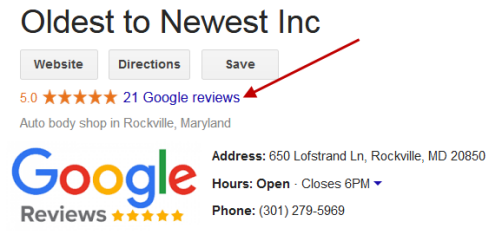 Oldest to Newest Google Review